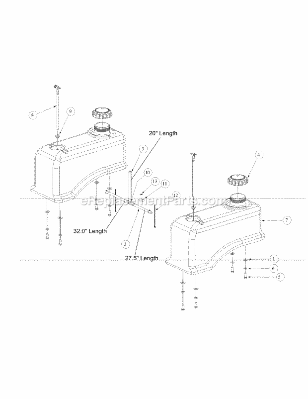Fuel Tank Assembly Diagram and Parts List for M72-GN 53AB5FEZ150 Cub Cadet Sprayer